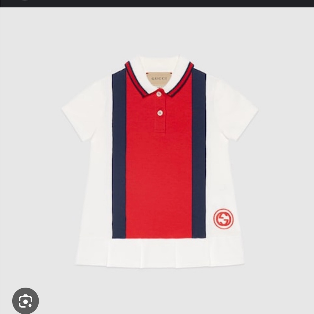 Gucci Kids Polo with Red and Navy Stripes
